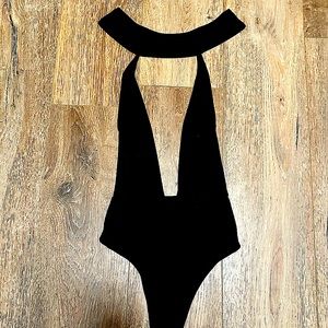 V-Neck Black Bodysuit